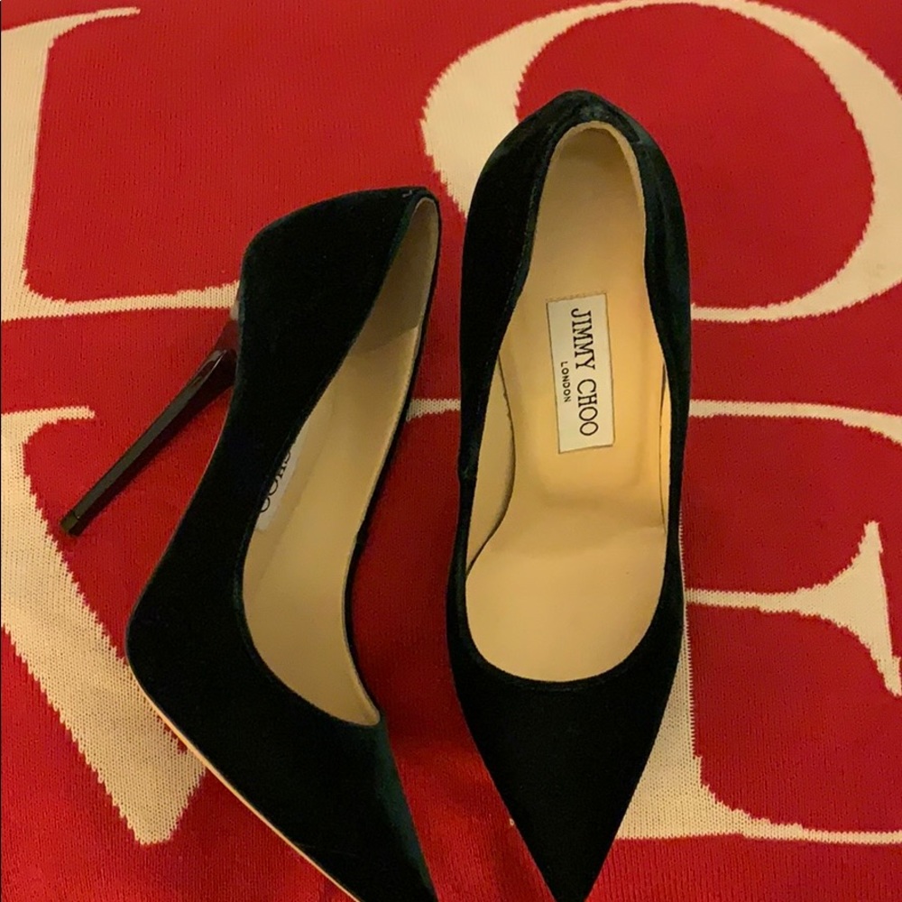 Jimmy Choo Romy HEELS Classic PUMPS Green Velvet